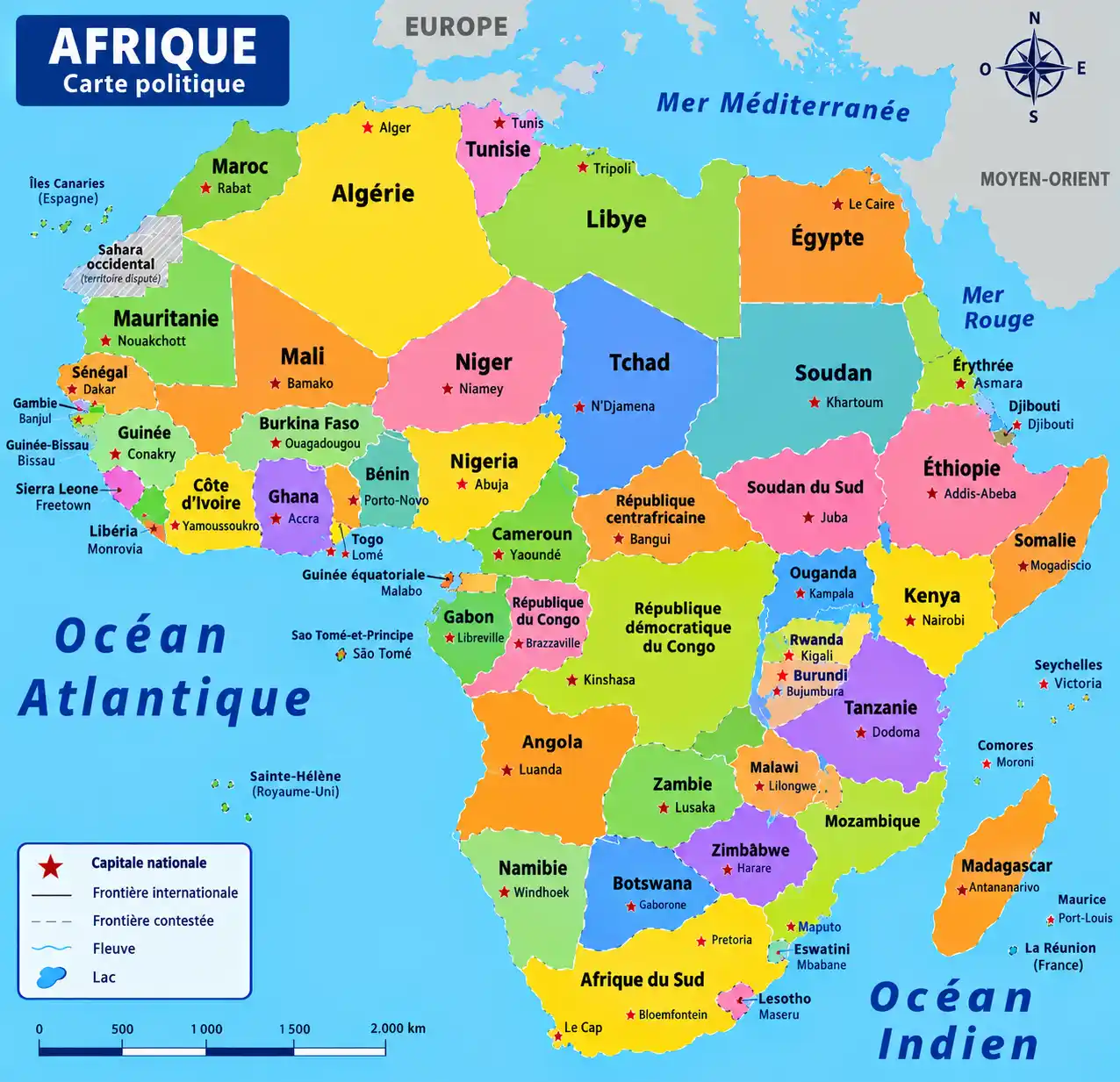 Carte infographique de l'Afrique avec statistiques clés