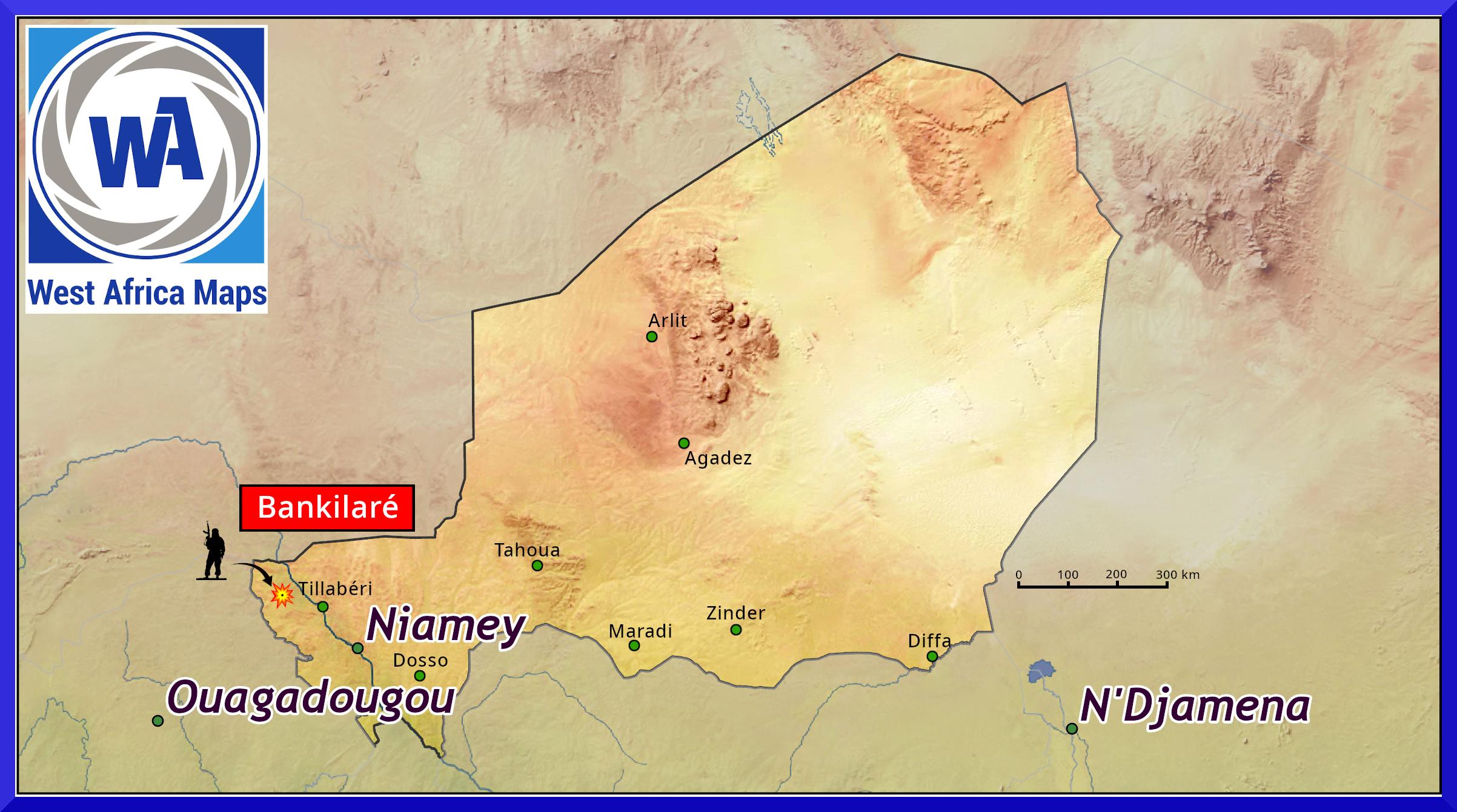Zone des attaques terroristes au Niger