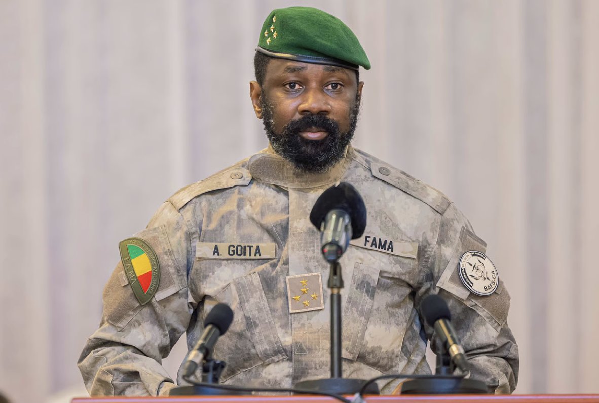 Le général malien Assimi Goïta lors d'une allocution présidentielle