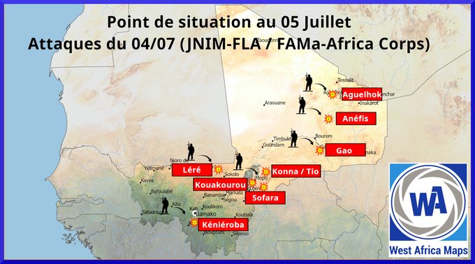Revendication de 10 attaques coordonnées par le JNIM au Mali