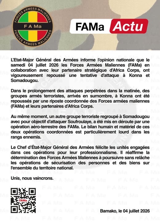 Communiqués des Forces Armées Maliennes 1 (FAMa)