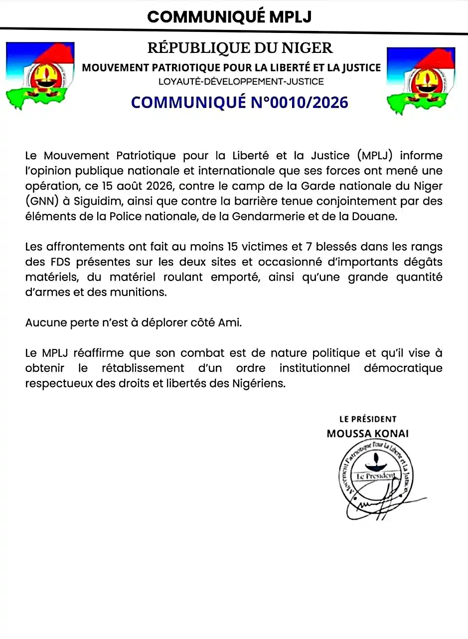 Attaque du MPLJ communique
