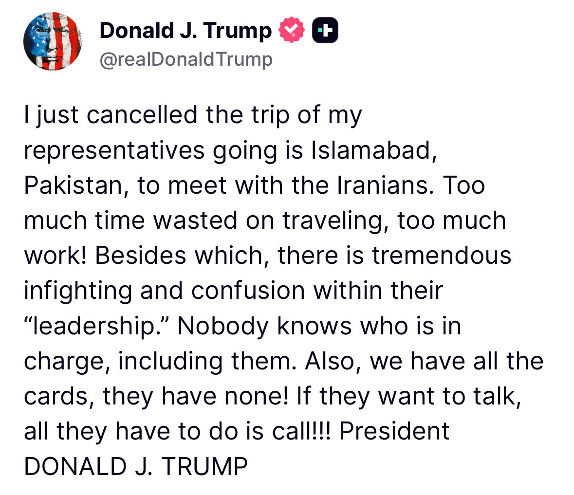 Donald Trump annule la rencontre avec l'Iran