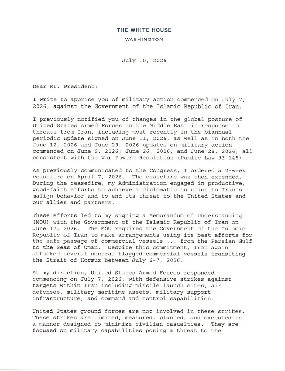 Trump notifie le Congrès de la reprise des opérations militaires contre l'Iran