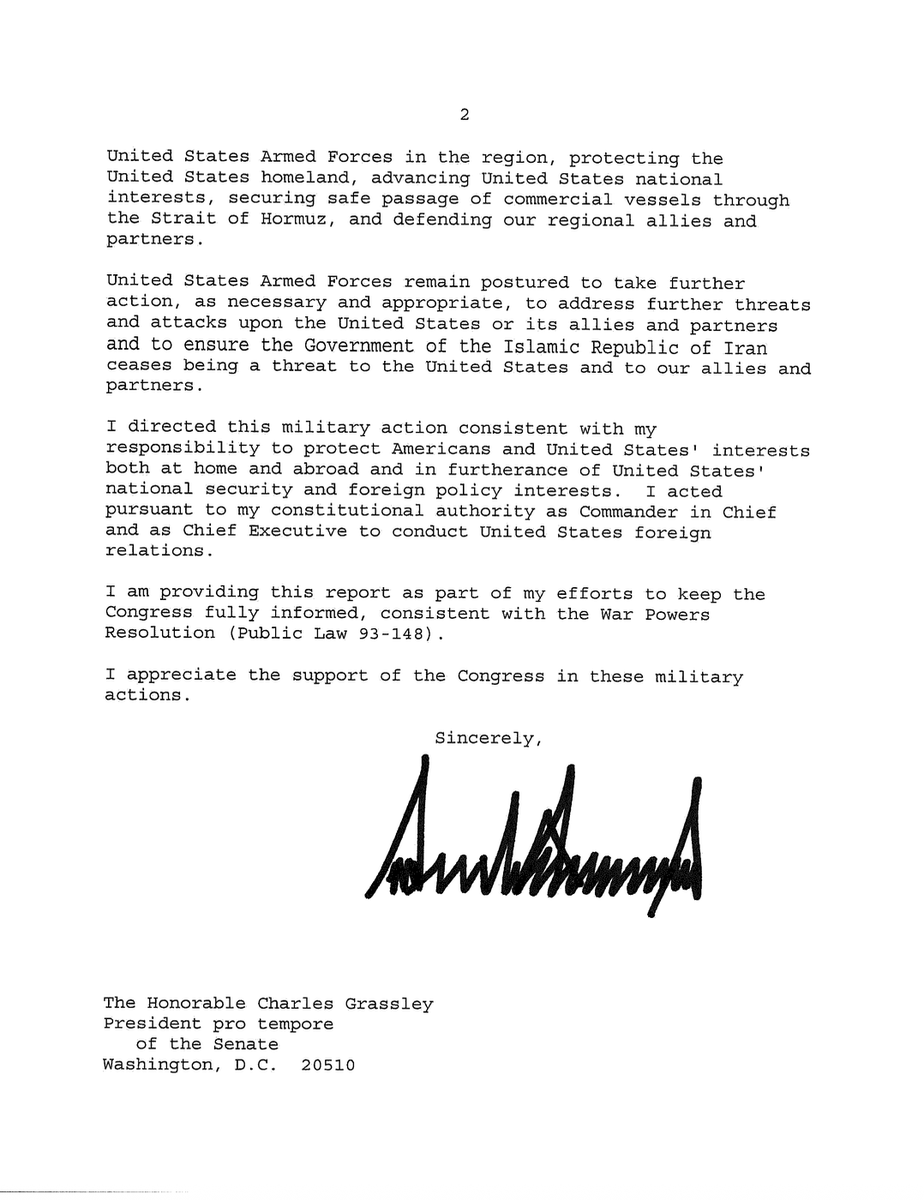 Trump notifie le Congrès de la reprise des opérations militaires contre l'Iran image